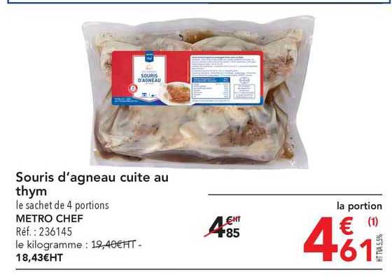 souris d'agneau cuite au thym metro chef