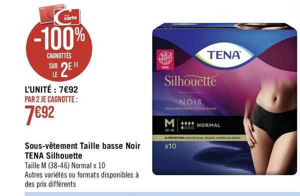 sous-vêtement taille basse noir tena silhouette