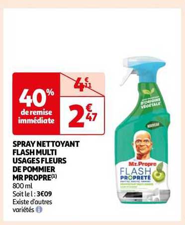 spray nettoyant flash multi usages fleurs de pommier mr propre