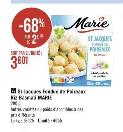 st-jacques fondue de poireaux riz basmati marie