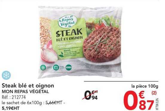 steak blé et oignon mon repas végétal