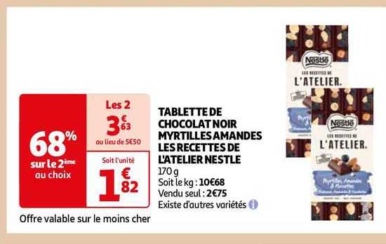 Tablet De Chocolat Noir Myrtilles Amandes Les Recettes De L'atelier Nestle