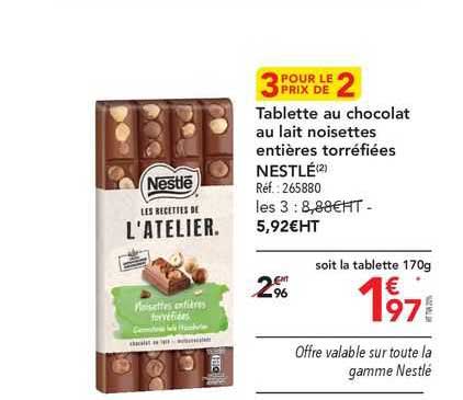 Tablette Au Chocolat Au Lait Noisettes Entières Torréfiées Nestlé