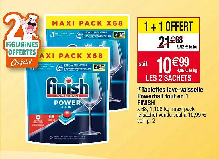tablettes lave-vaisselle powerball tout en 1 finish