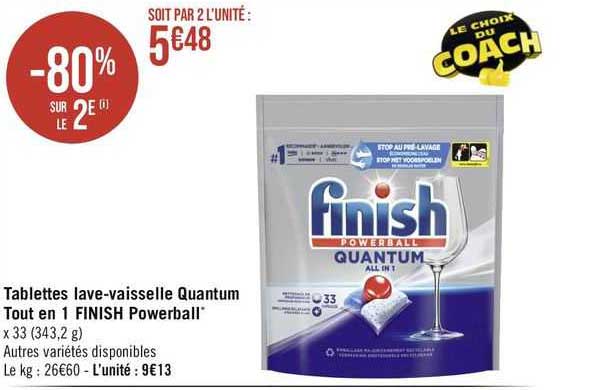 tablettes lave-vaisselle quantum tout en 1 finish powerball