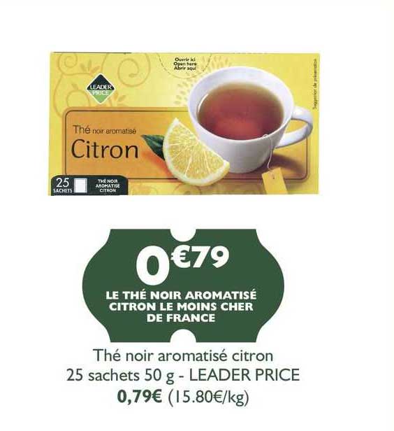 Thé Noir Aromatisé Citron Leader Price