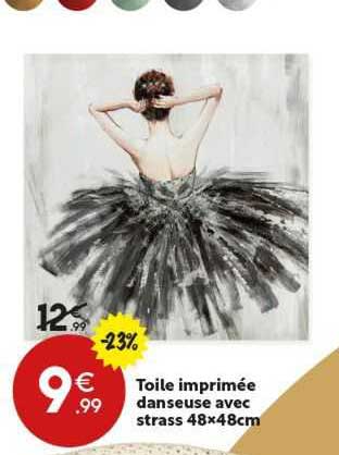 toile imprimée danseuse avec strass 48 x 48 cm