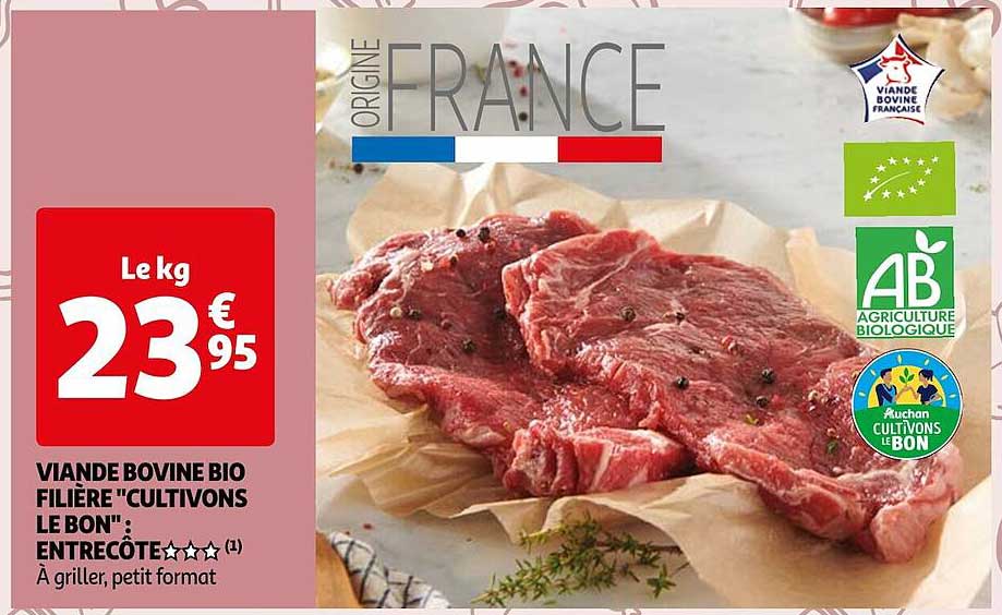 viande bovine bio filière "cultivons le bon" entrecôte
