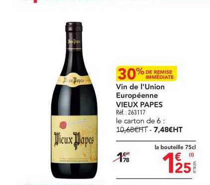 vin de l'union européenne vieux papes 30% de remise immédiate