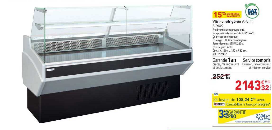 vitrine réfrigérée alfa iii sirius