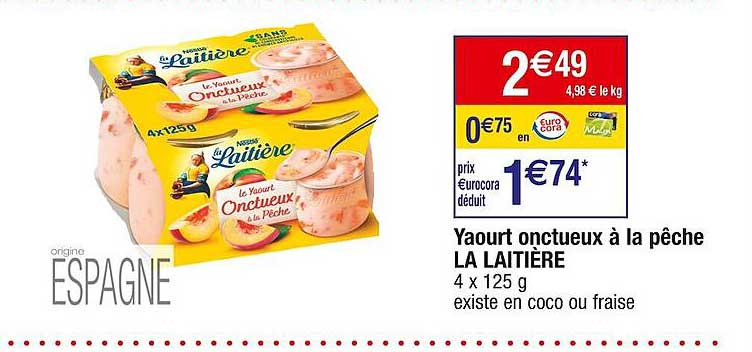 Yaourt Onctueux à La Pêche La Laitière