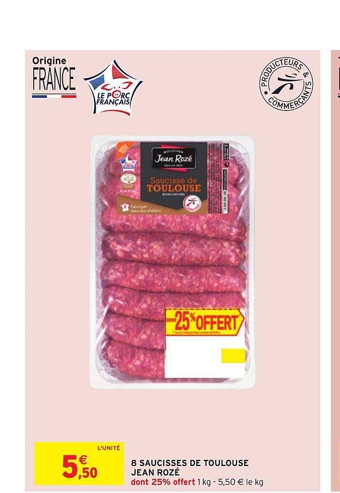 8 saucisses de toulouse jean rozé