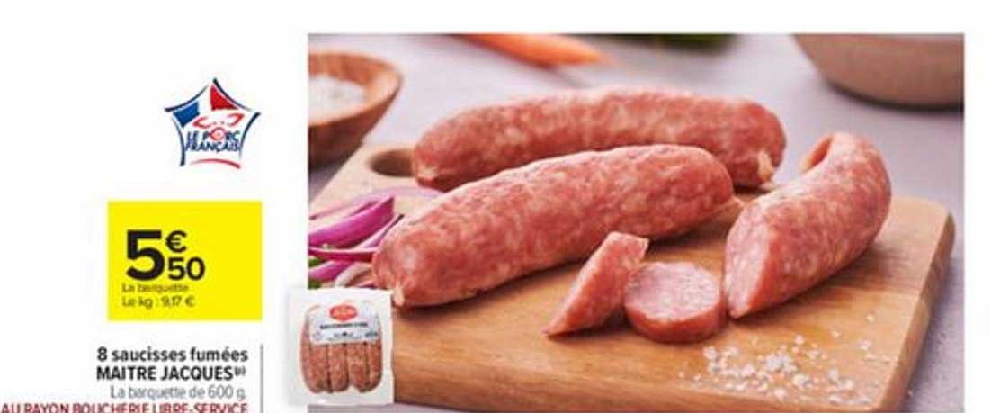 8 saucisses fumées maître jacques