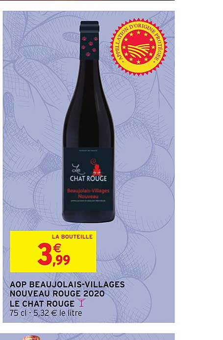 aop beaujolais-villages nouveau rouge 2020 le chat rouge