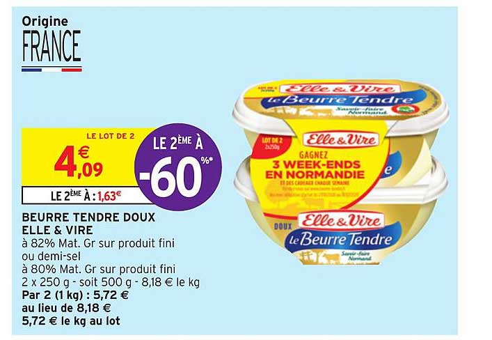 Beurre Tendre Doux Elle & Vire