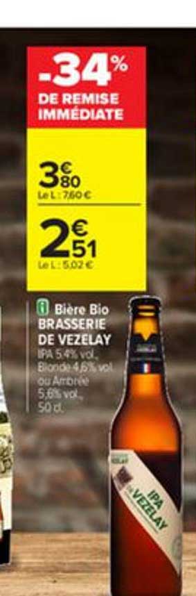 bière bio brasserie de vezelay -34% de remise immédiate