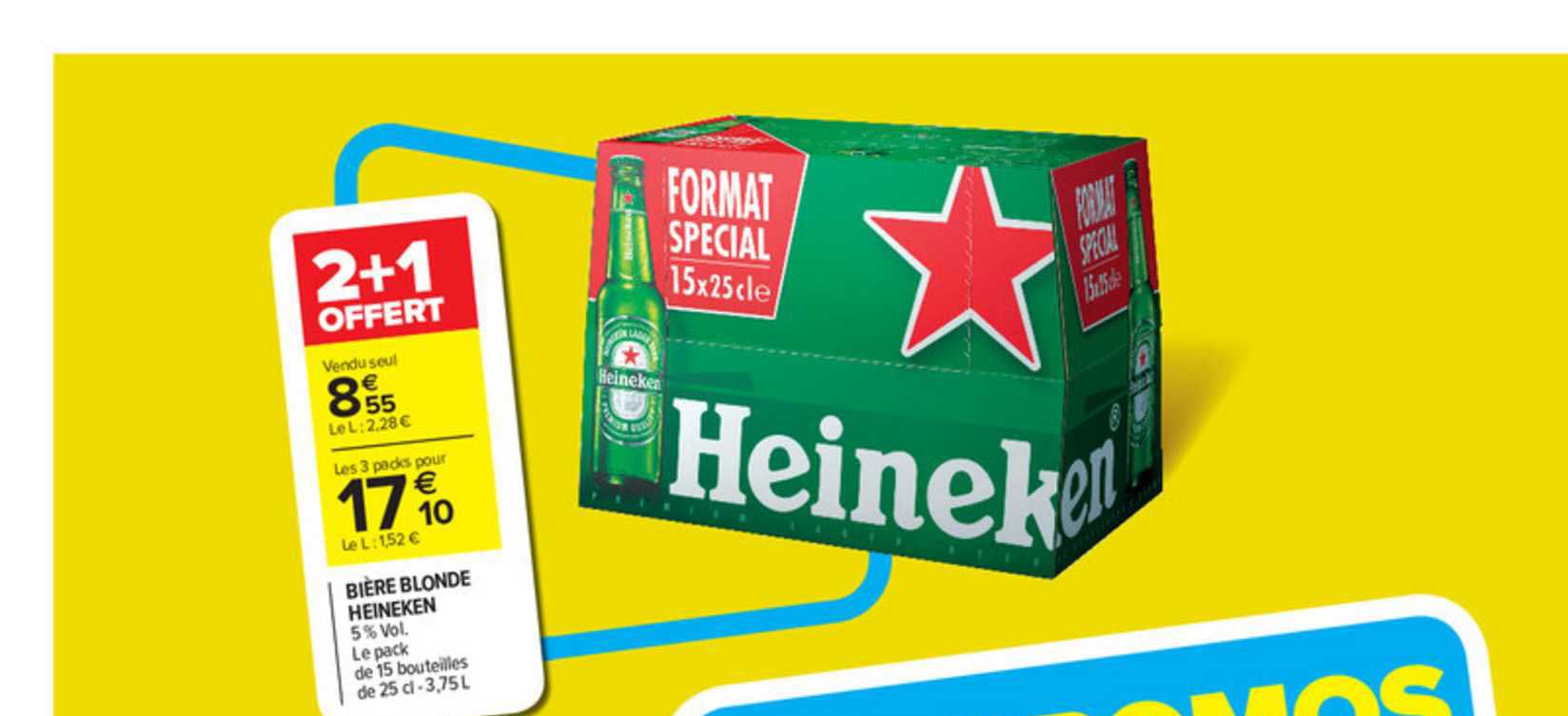 Bière Blonde Heineken 2+1 Offert