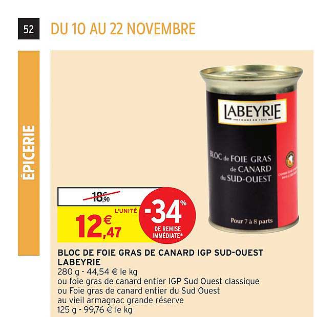 bloc de foie gras de canard igp sud-ouest labeyrie