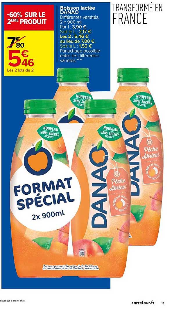 Boisson Lactée Danao -60% Sur Le 2ème Produit