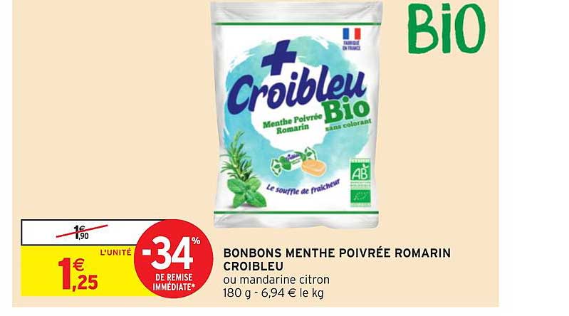 bonbons menthe poivrée romarin croibleu