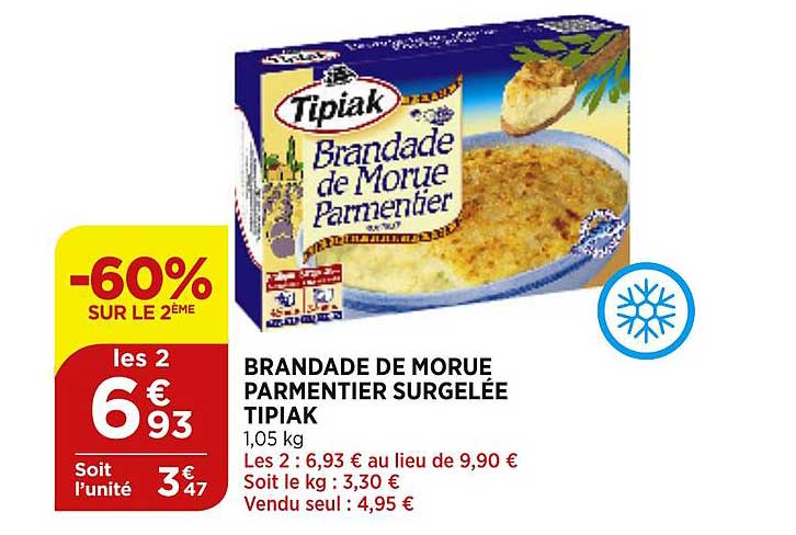 Brandade De Morue Parmentier Surgelée Tipiak -60% Sur Le 2ème