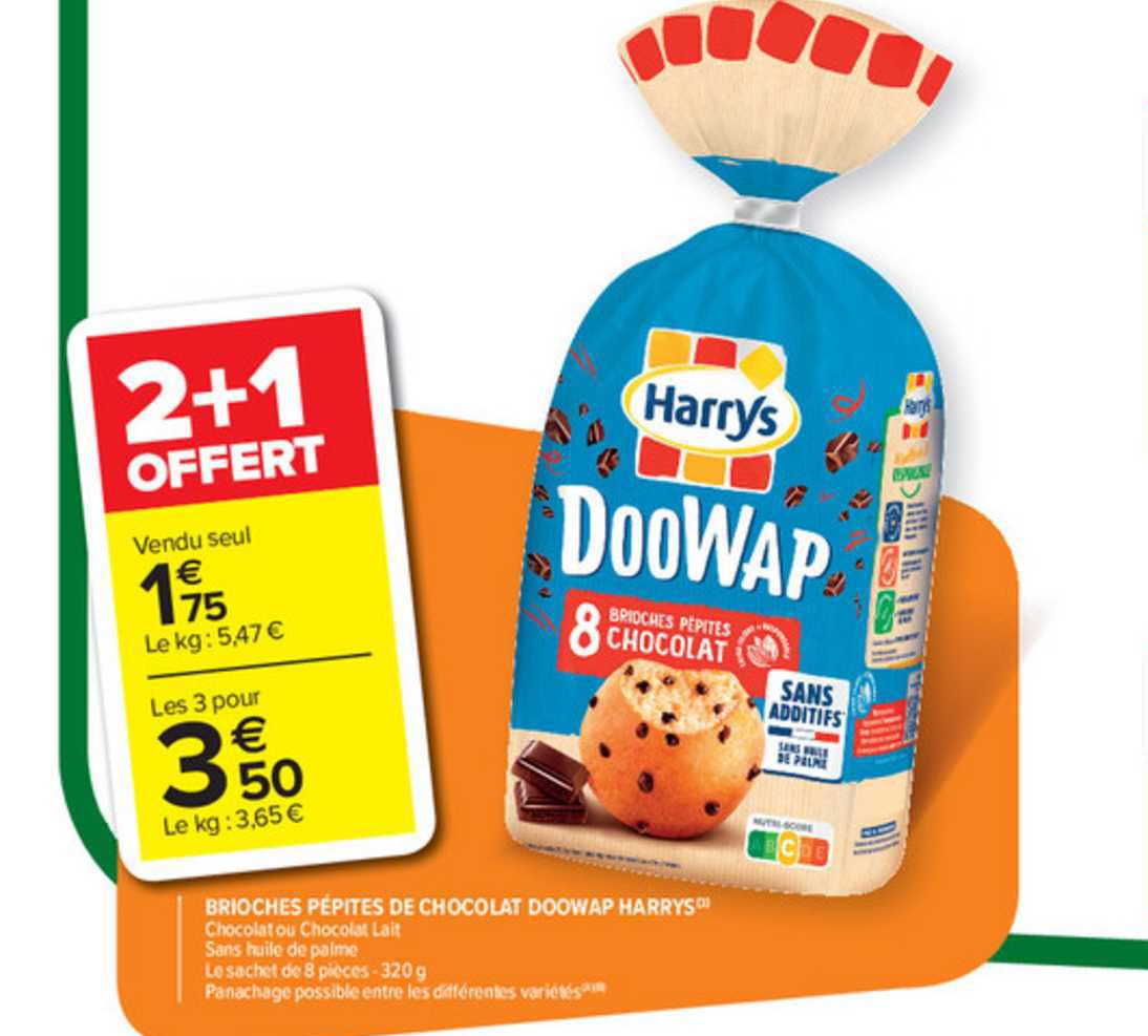 Brioches Pépites De Chocolat Doowap Harrys 2+1 Offert