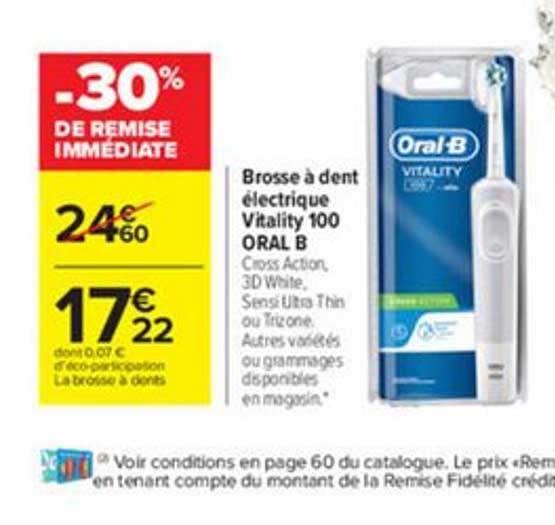 brosse à dent électrique vitality 100 oral b -30% de remise immédiate
