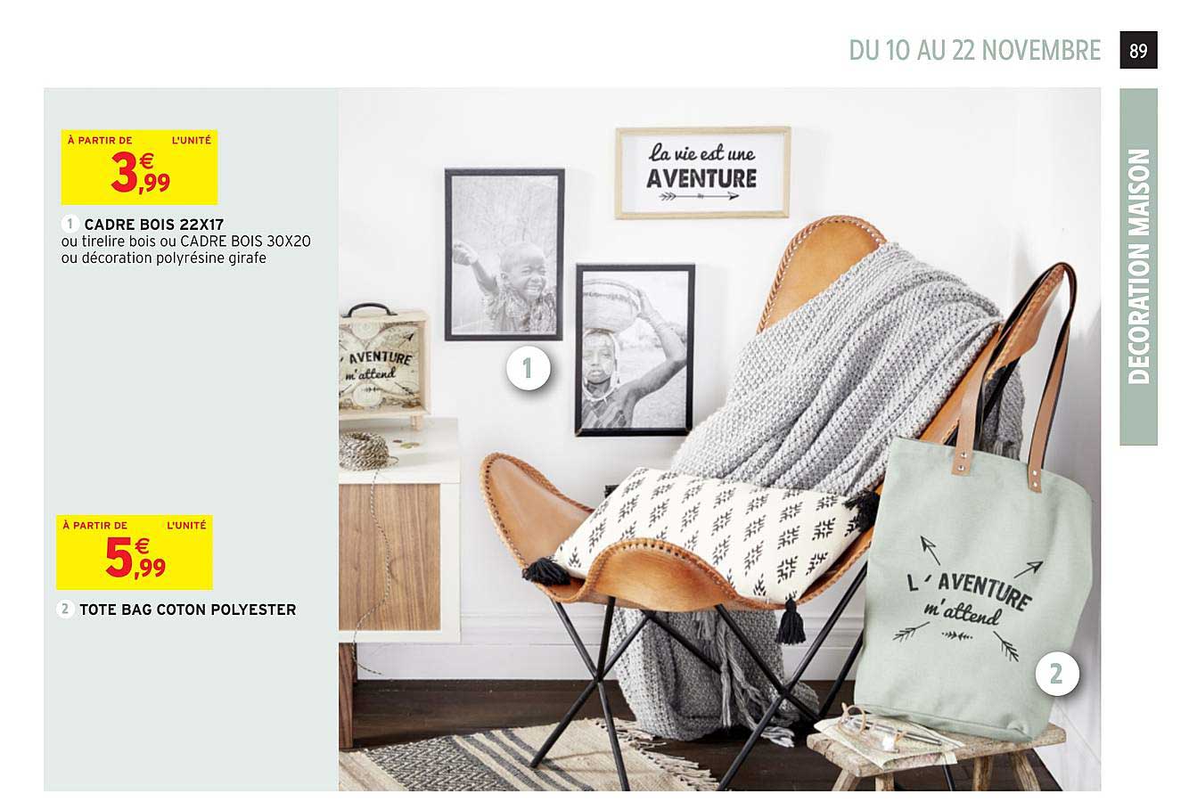 cadre bois 22x17 tote bag coton polyester