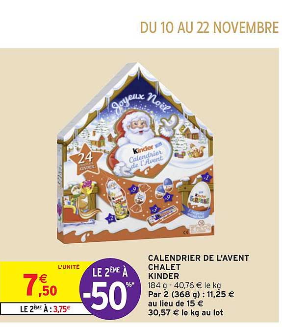 calendrier de l'avent chalet kinder