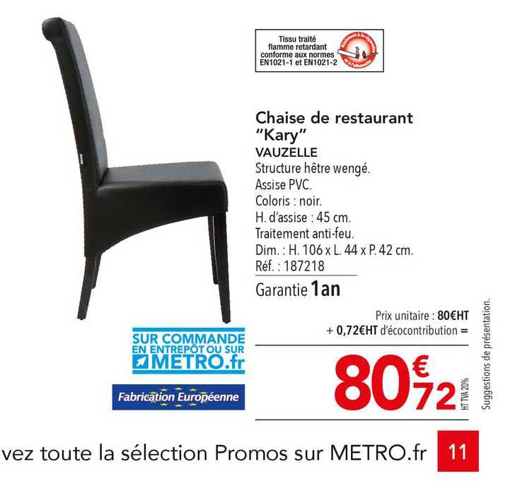 chaise de restaurant kary vauzelle