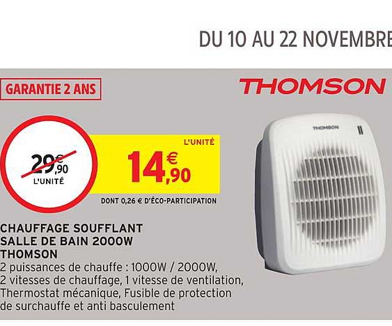 Chauffage Soufflant Salle De Bain 2000w Thomson