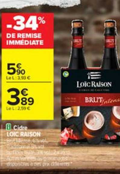 cidre loic raison -34% de remise immédiate