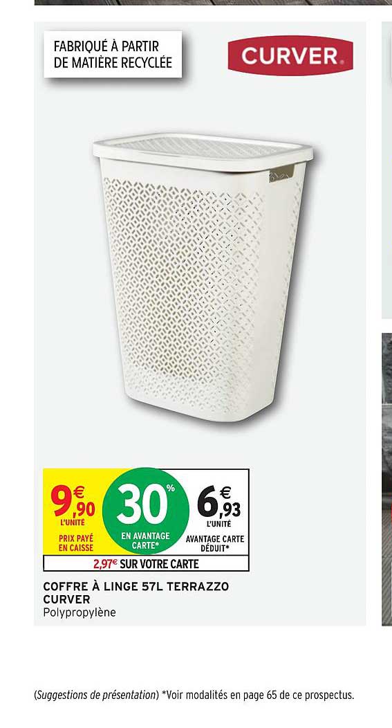 coffre à linge 57l terrazzo curver