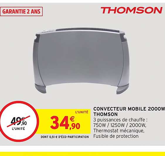 convecteur mobile 2000w thomson
