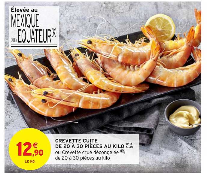 crevette cuite de 20 à 30 pièces au kilo
