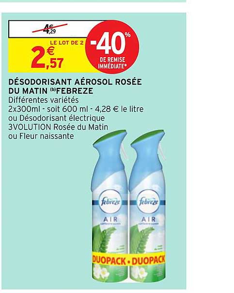 désodorisant aérosol rosée du matin febreze