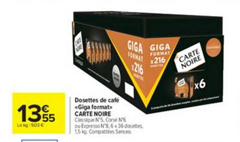 dosettes de café giga format carte noire