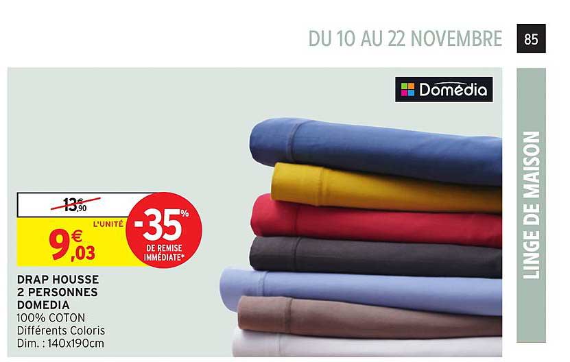 Drap Housse 2 Personnes Domédia -35% De Remise Immédiate