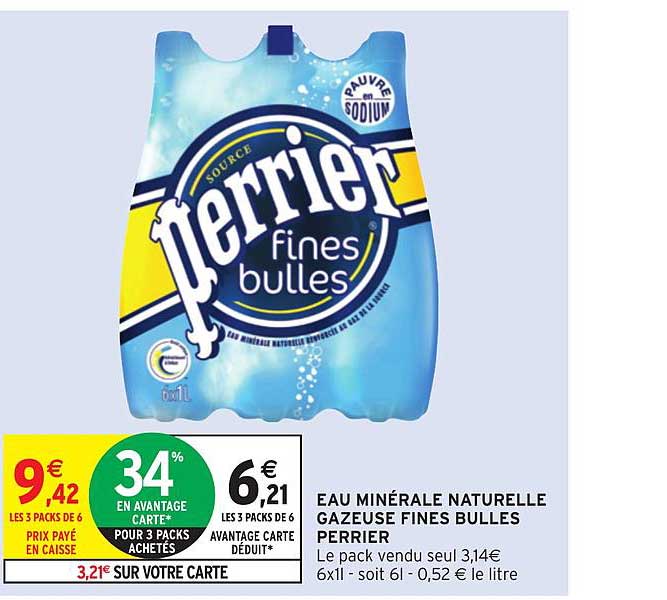 Eau Minérale Naturelle Gazeuse Fines Bulles Perrier