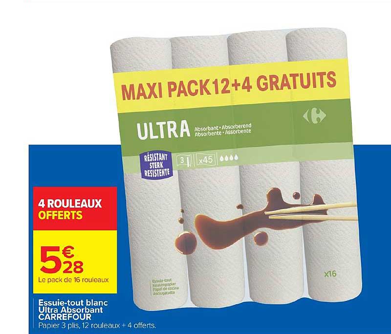 essuie tout blanc ultra absorbant carrefour