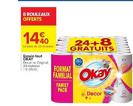 essuie tout okay 24+8 gratuits