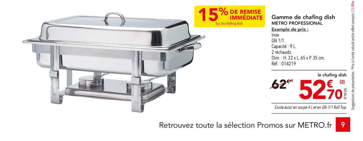 gamme de chafing dish metro professional 15% de remise immédiate