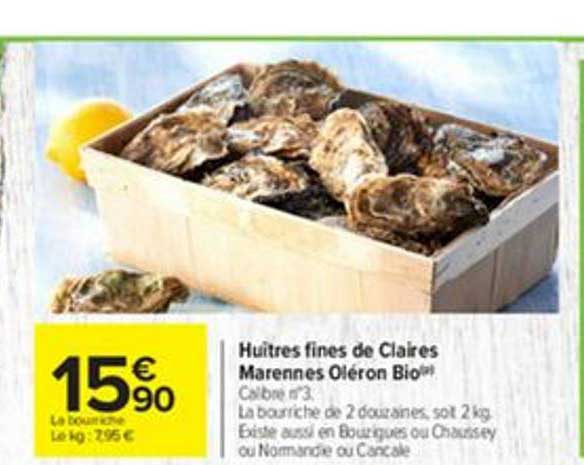 Huîtres Fines De Claires Marennes Oléron Bio