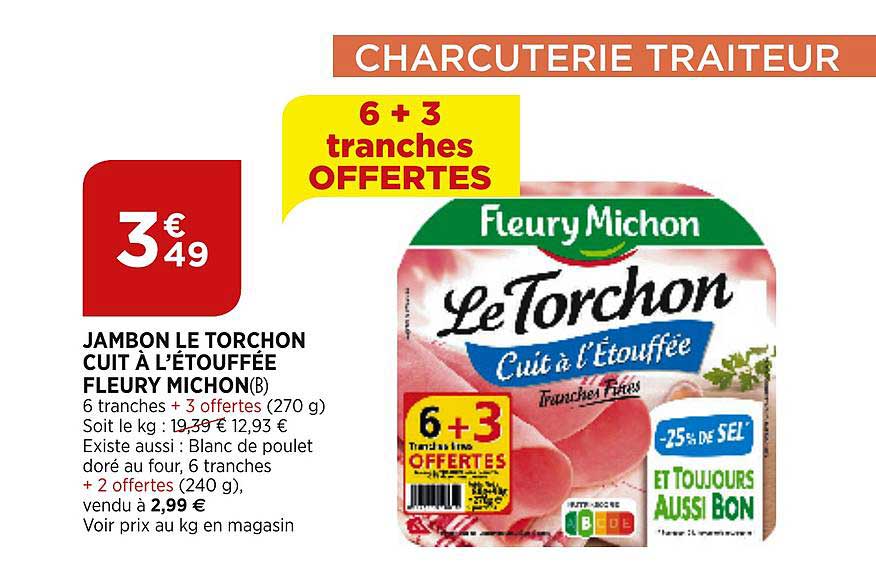 jambon le torchon cuit à l'étouffée fleury michon