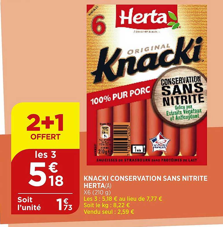 Knacki Conservation Sans Nitrite Herta 2+1 Offert