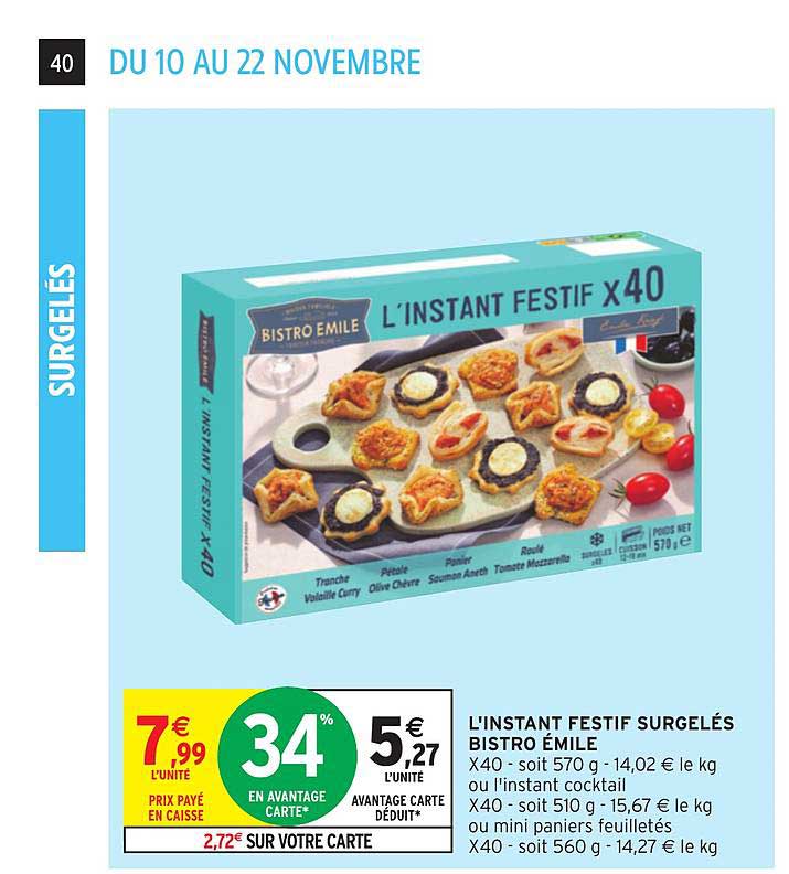 l'instant festif surgelés bistro émile