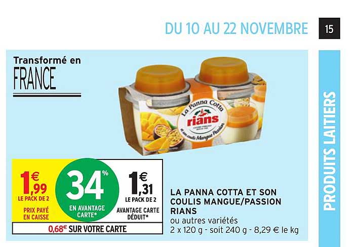la panna cotta et son coulis mangue- passion rians