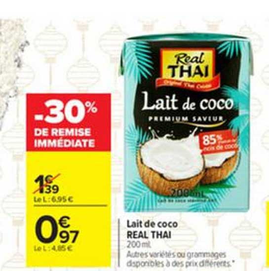 lait de coco real thai -30% de remise immédiate