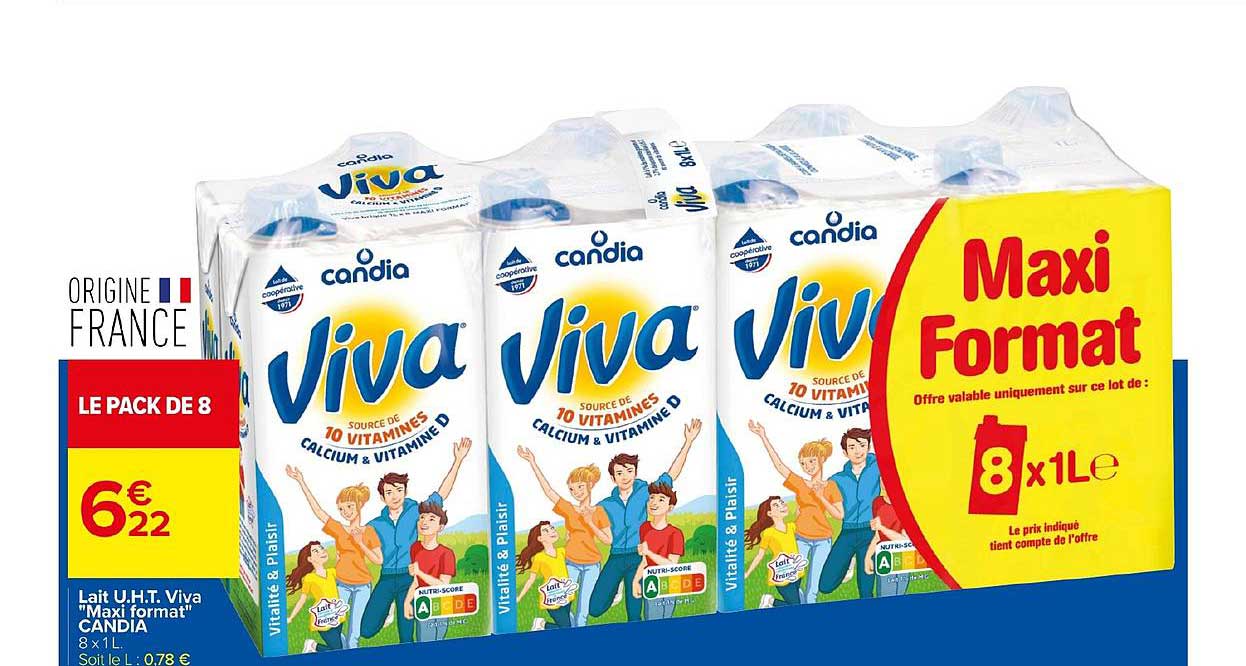 lait u.h.t. viva maxi format candia