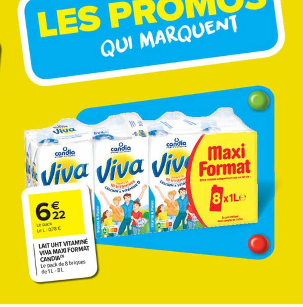 lait uht vitaminé viva maxi format candia